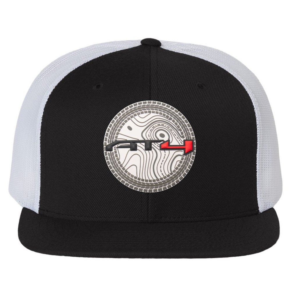 AT4 3D Topo Wool Blend Flat Bill Trucker Hat-Black/ White